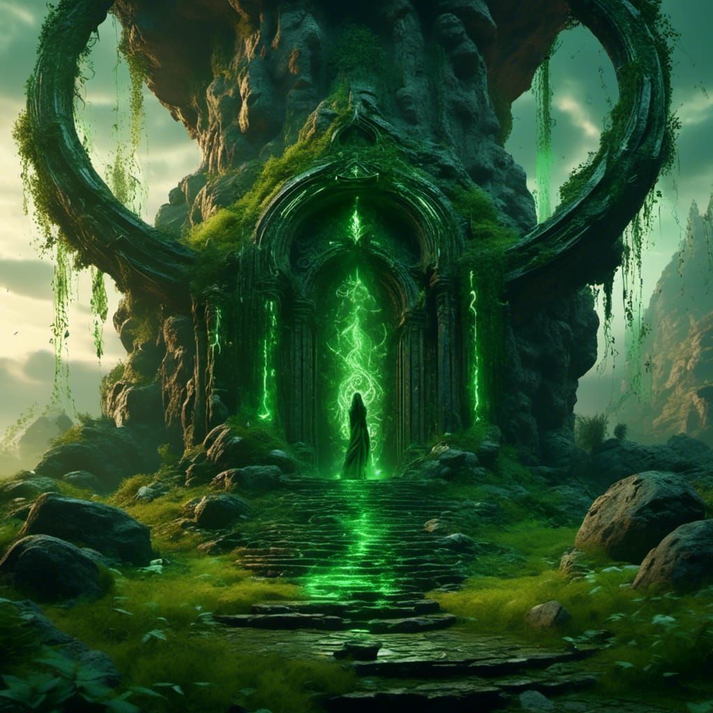 Toxic Dawn Altar with Woman and Runes