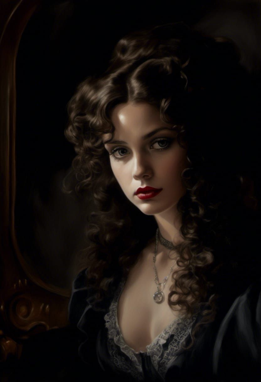 Victorian Vampire Mina Harker in Graphite Pencil