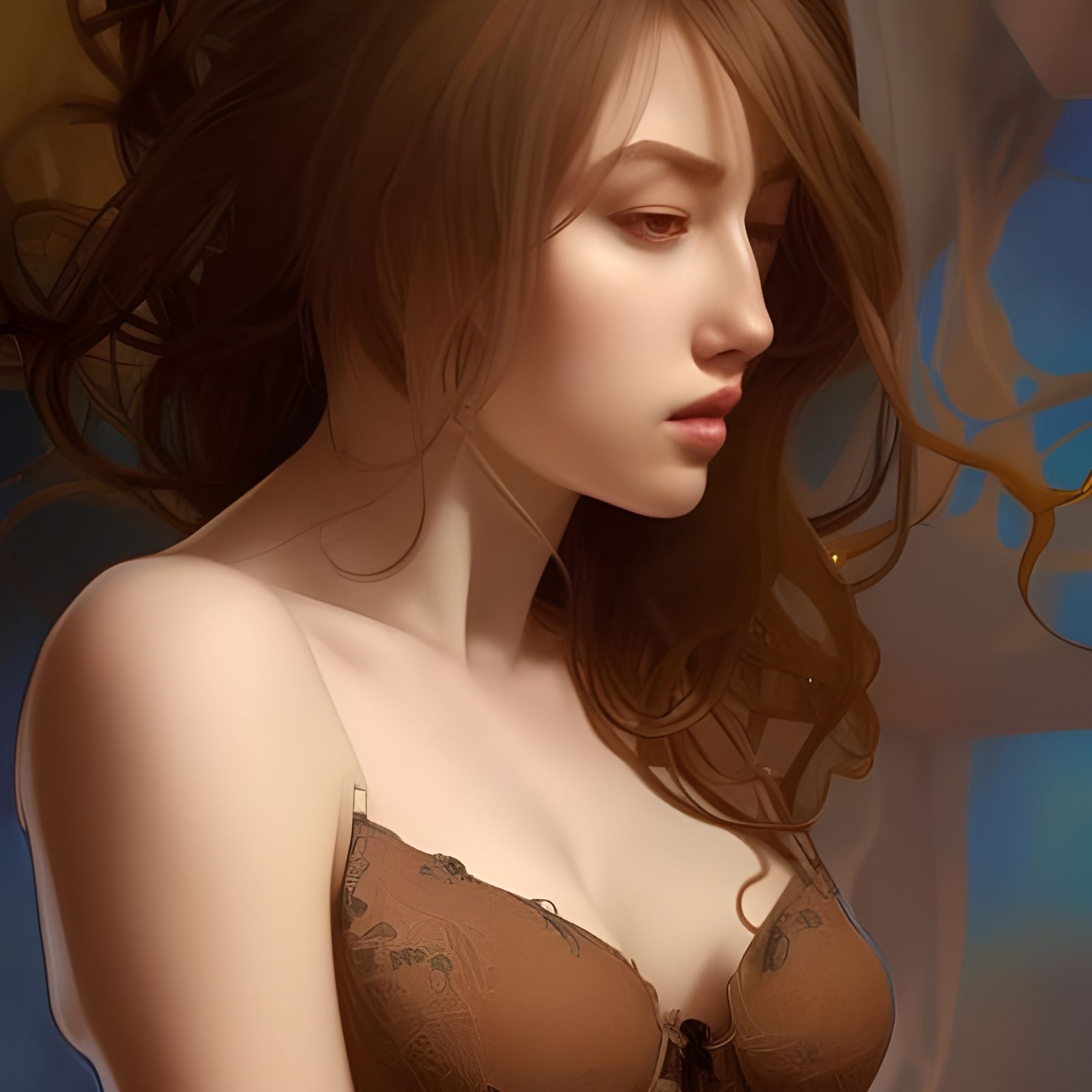 Detailed Portrait of Woman with Large Bust in 8K