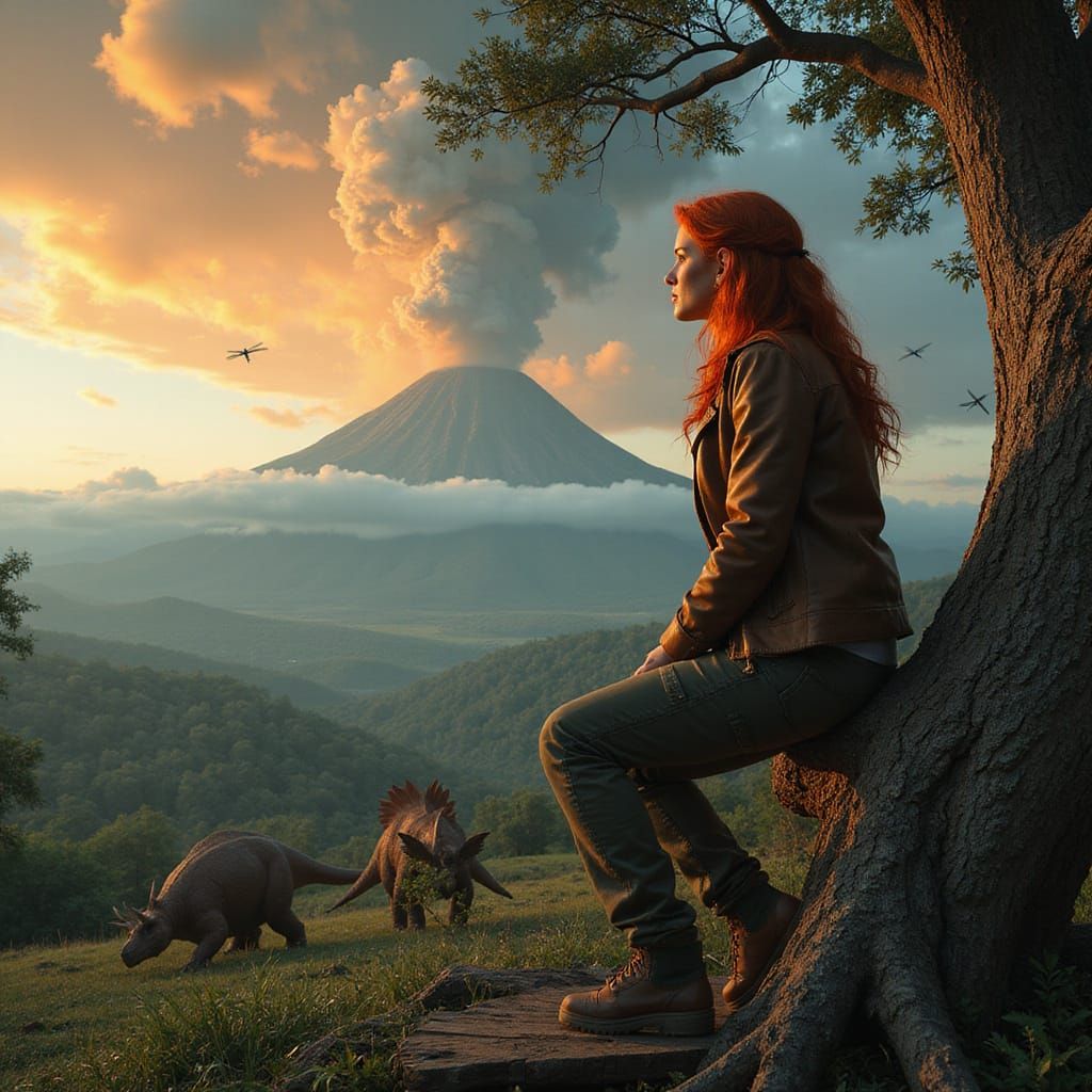 Dramatic Paleontologist Observes Triceratops in a Volcanic L...