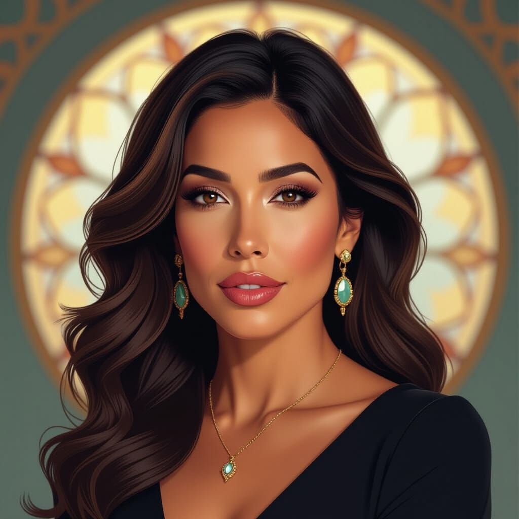 Eva Longoria Portrait: Concept Art in Art Nouveau Style