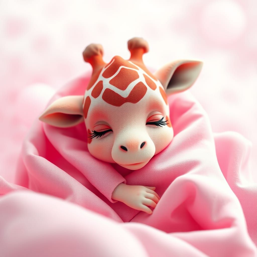 Sleeping Giraffe Cub in Dreamlike Macro Photography Style