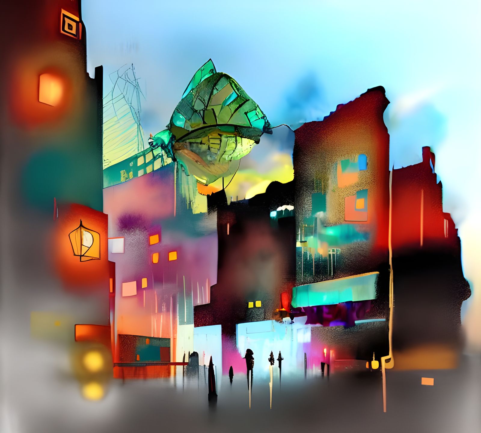 Berlin Nightlife in Film Noir Watercolor Style