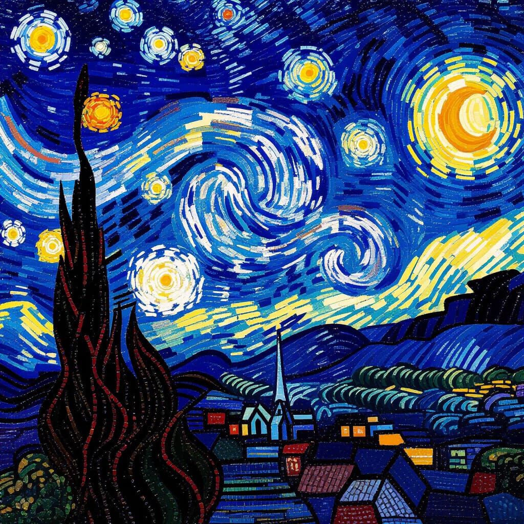Starry Night Reimagined as Intricate Beadwork