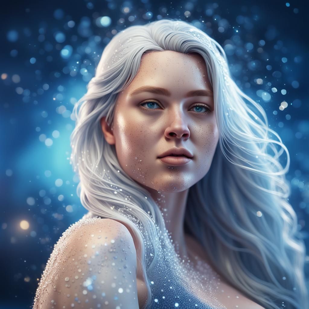 Diamond Woman Sparkling in Blue and White