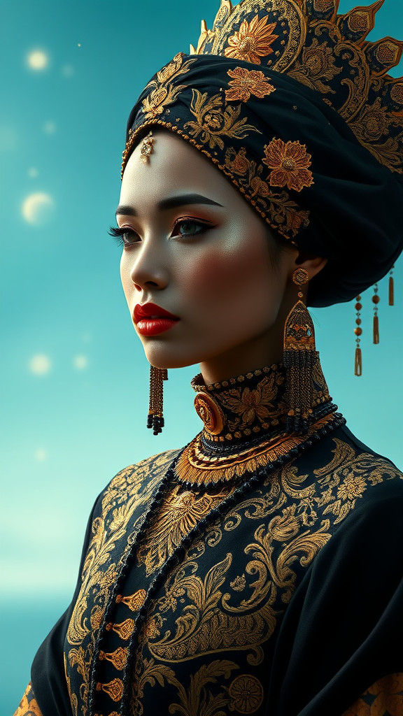 Elegant Gulf Woman in Cyberpunk Sci-Fi Style