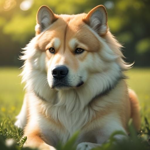 Akbash Dog Portrait in Sunlit Field