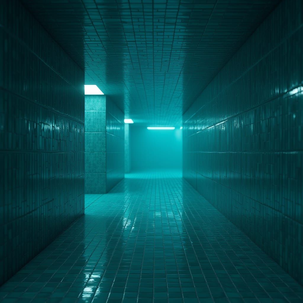 Ethereal Pool Universe in Dark Blue Abyss