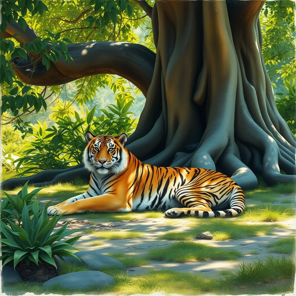 Golden Tiger in a Dreamy Shaded Glen