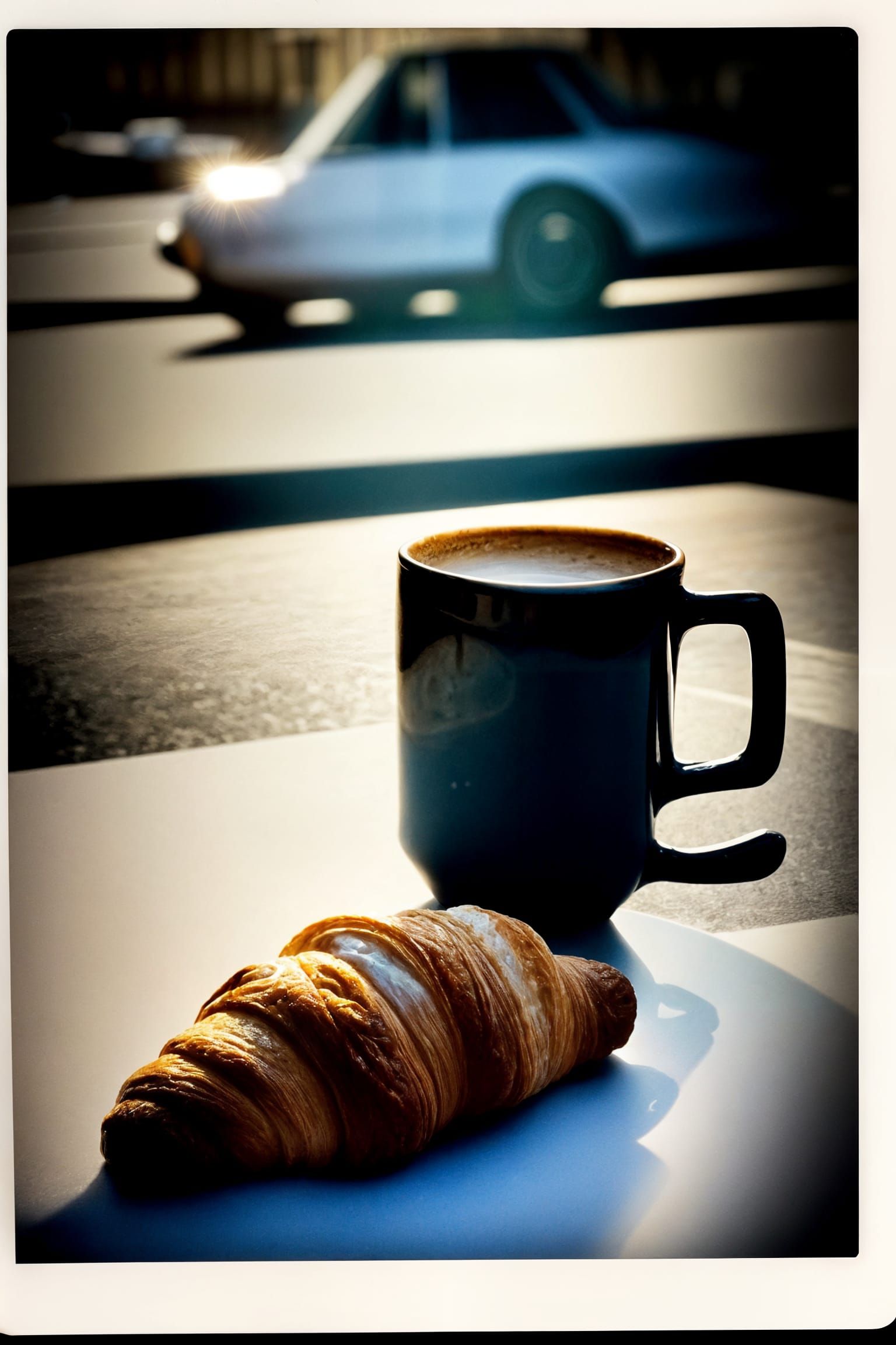 Morning Espresso: A Photorealistic 1970s Polaroid