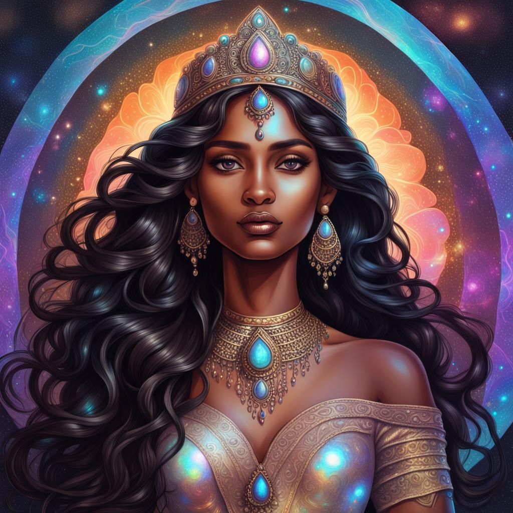 Holographic Indian Princess Illustration by Pablo Amaringo