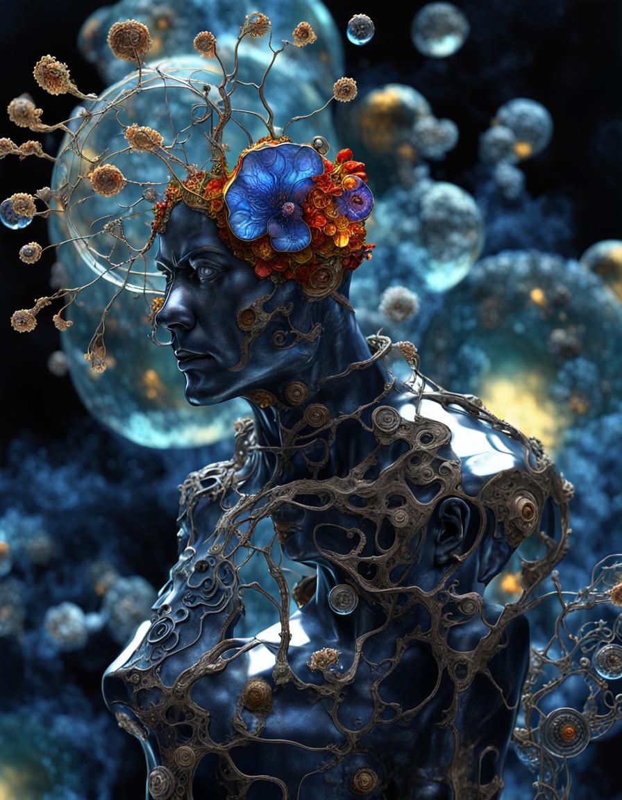 Steampunk Glass Flower in Klimt Style