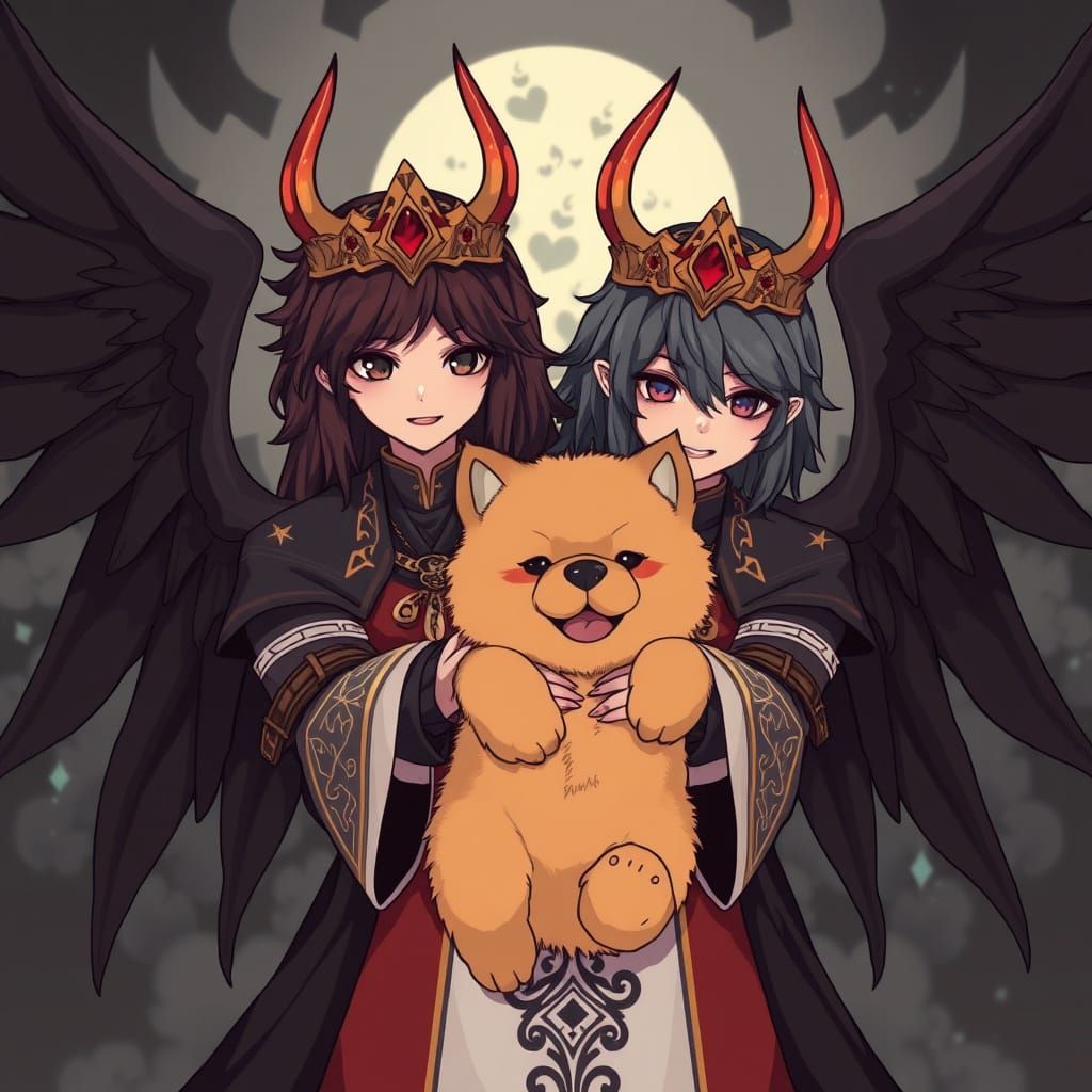 Hellish Anime Princes Hold Adorable Baby Chow Chow