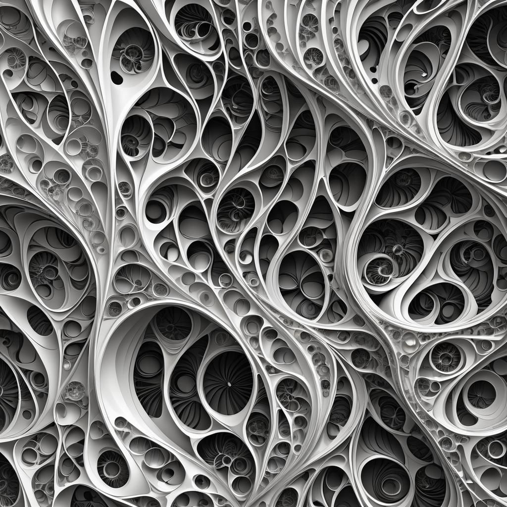 Abstract Fractal with Luminous, Swirling Lines