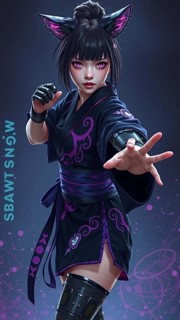 Cyberpunk Idol: Woman Fighter in Sci-Fi Tokyo