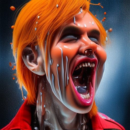 Melting Ken Doll Horror in Painting Style