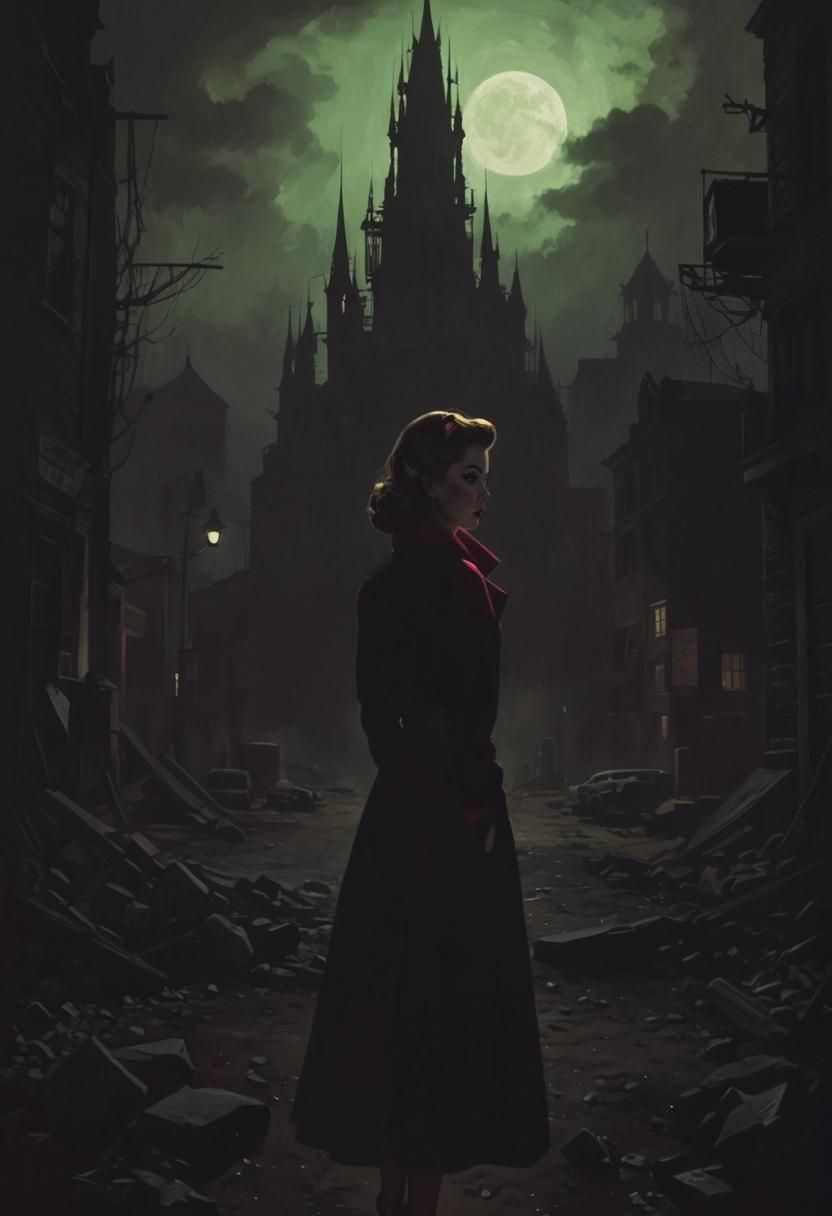 Noir Pinup: A Colorful Beauty in Danger