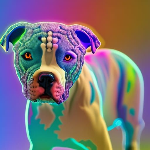 Crystal Pit Bull Puppy: Hyperdetailed Digital Art