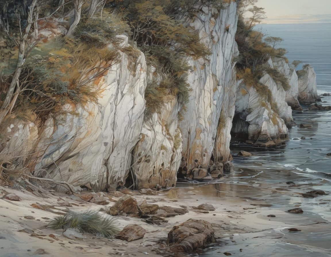 Mysterious Chalk Coast of Rügen at Twilight