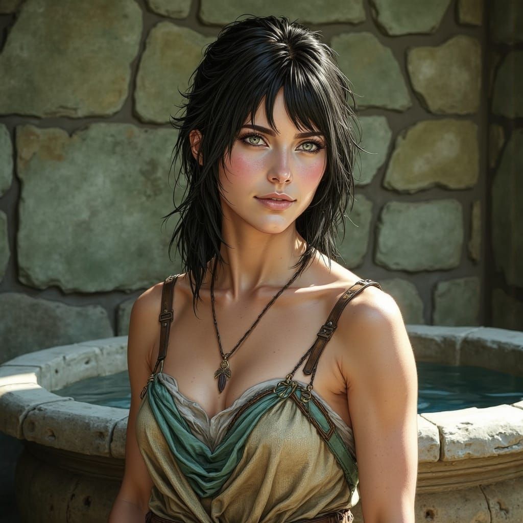 Romantic Portrait of a Young Woman in a Fresh Bath Attire