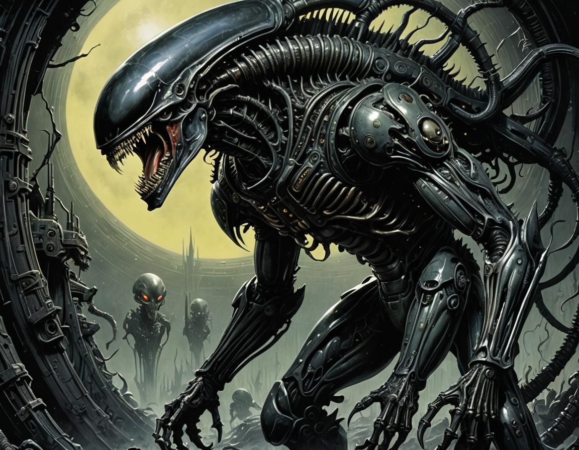 Xenomorph in 80's Style Manga Illustration