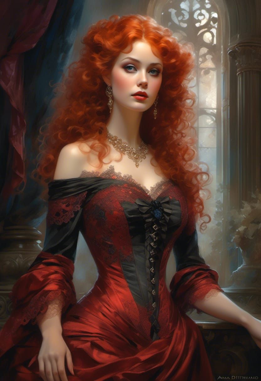 Rococo Lady in Velvet and Lace Portrait