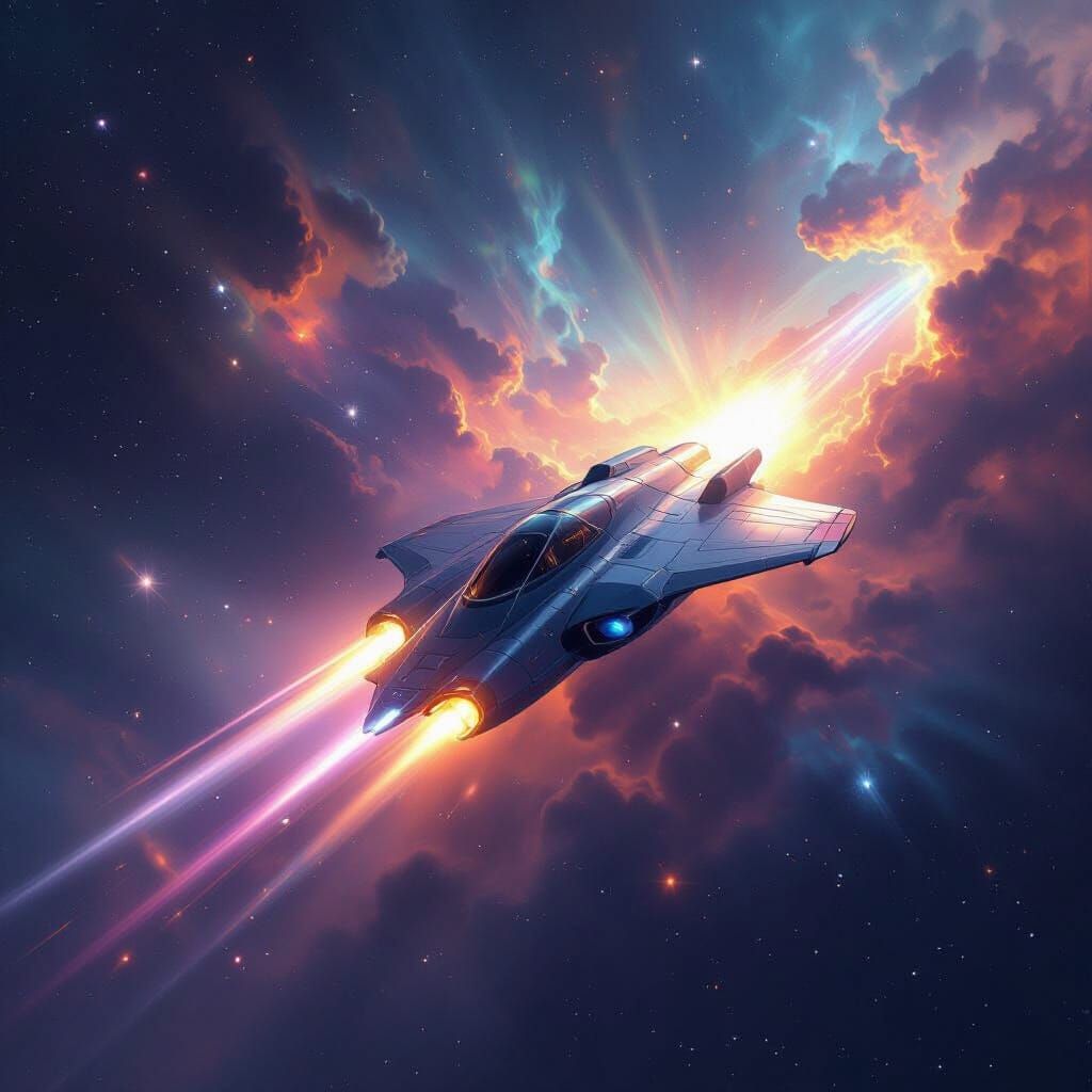 NASA's Futuristic Spaceship Breaks Through Nebula