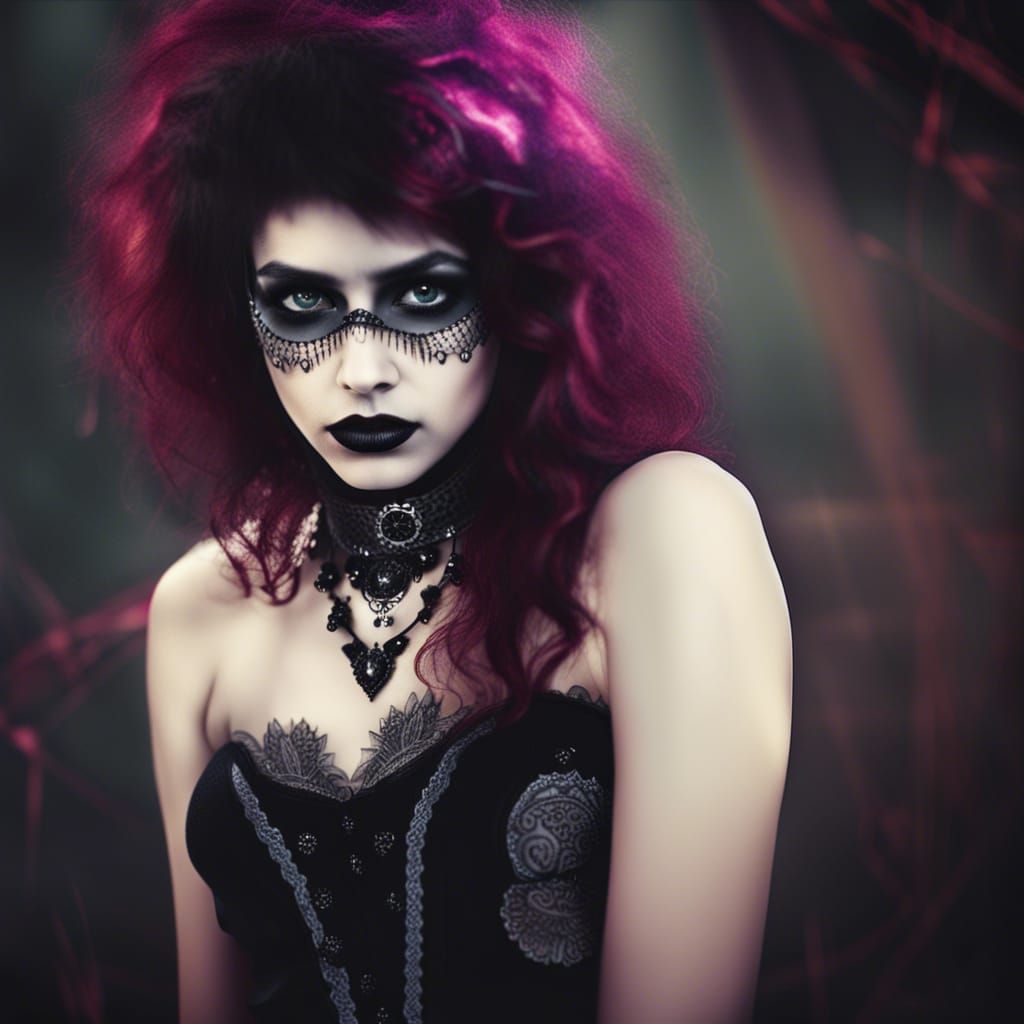 80’s gothic young lady with gothic makeup