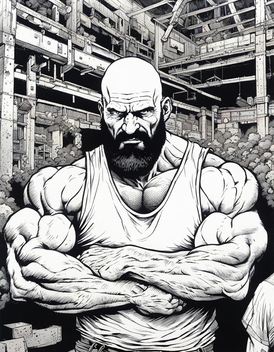 Intense Pen and Ink Portrait of a Brutal Brawler