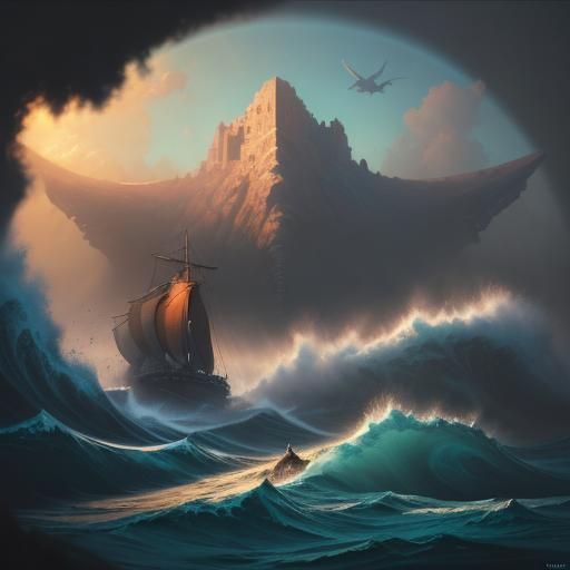 Tsunami Reflected in All-Seeing Eye: Digital Matte Painting