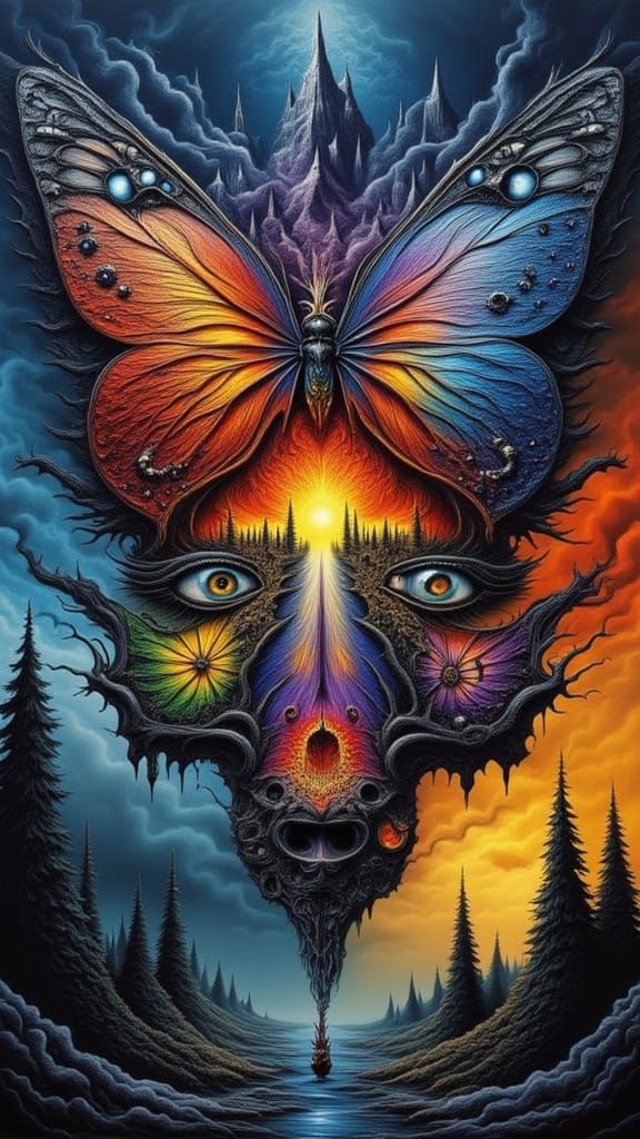 Surreal Smoke Landscape with Shifting Human Faces