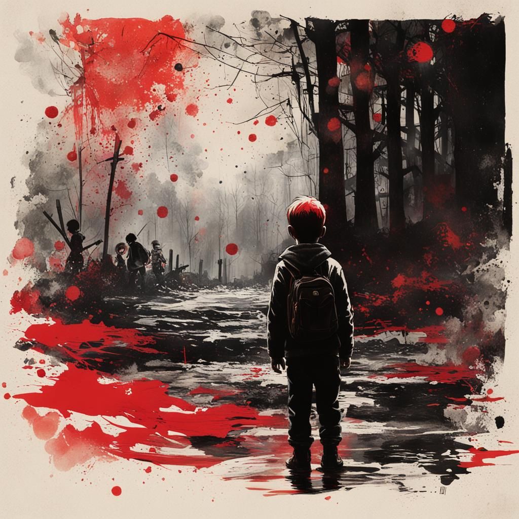 Lonely Boy: Double Exposure Horror Illustration