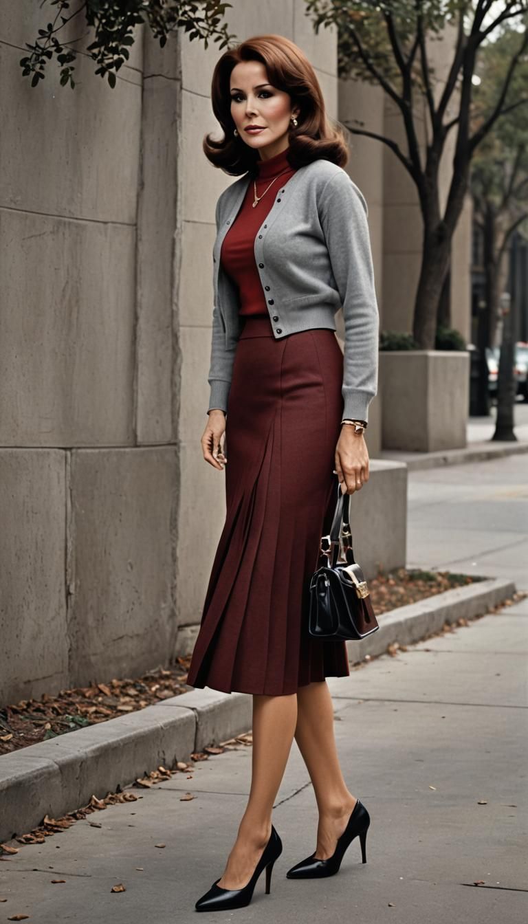 Angry Governess in Red Pleated Skirt