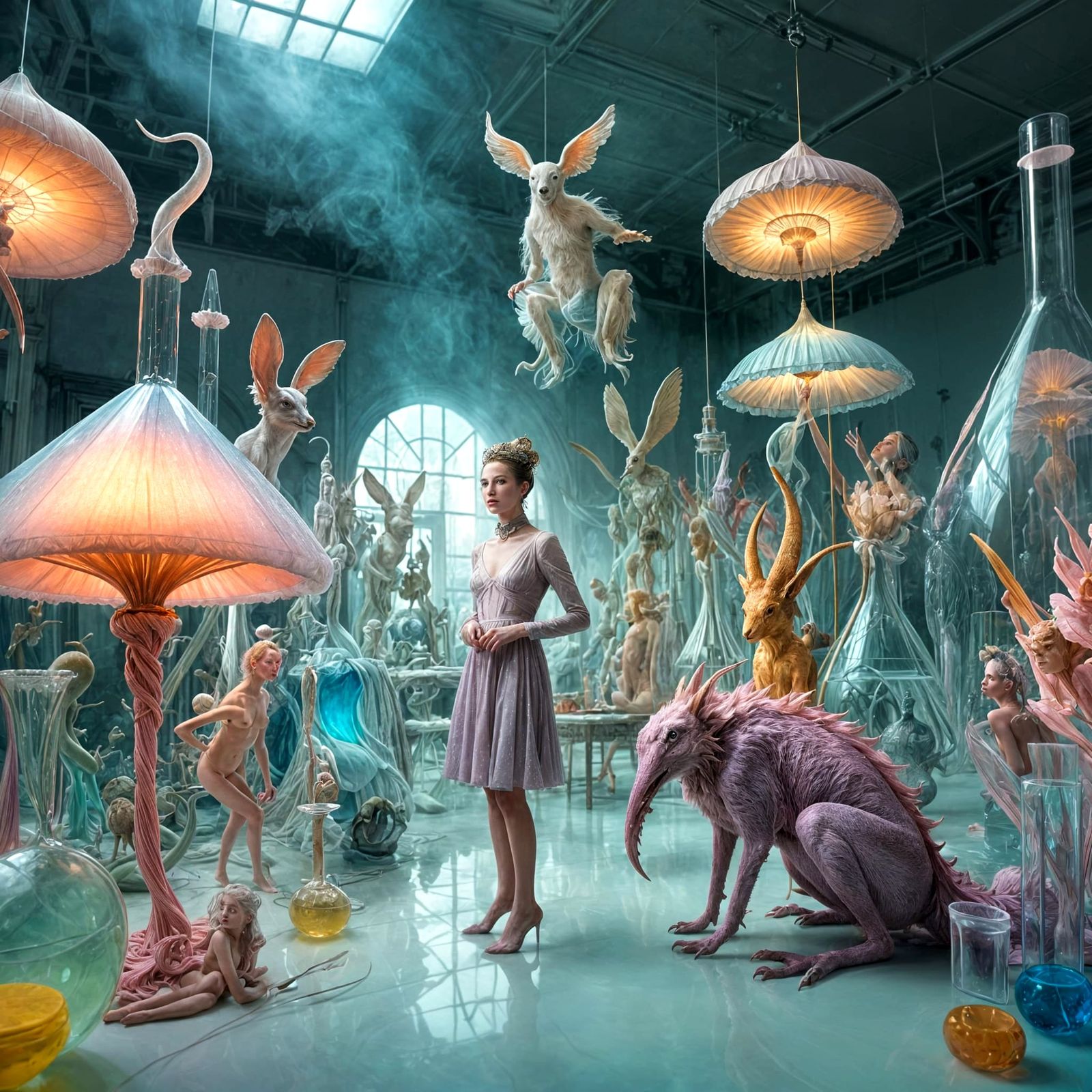 Dreamlike Surrealism: Elegant Beings in Fantasy Laboratory