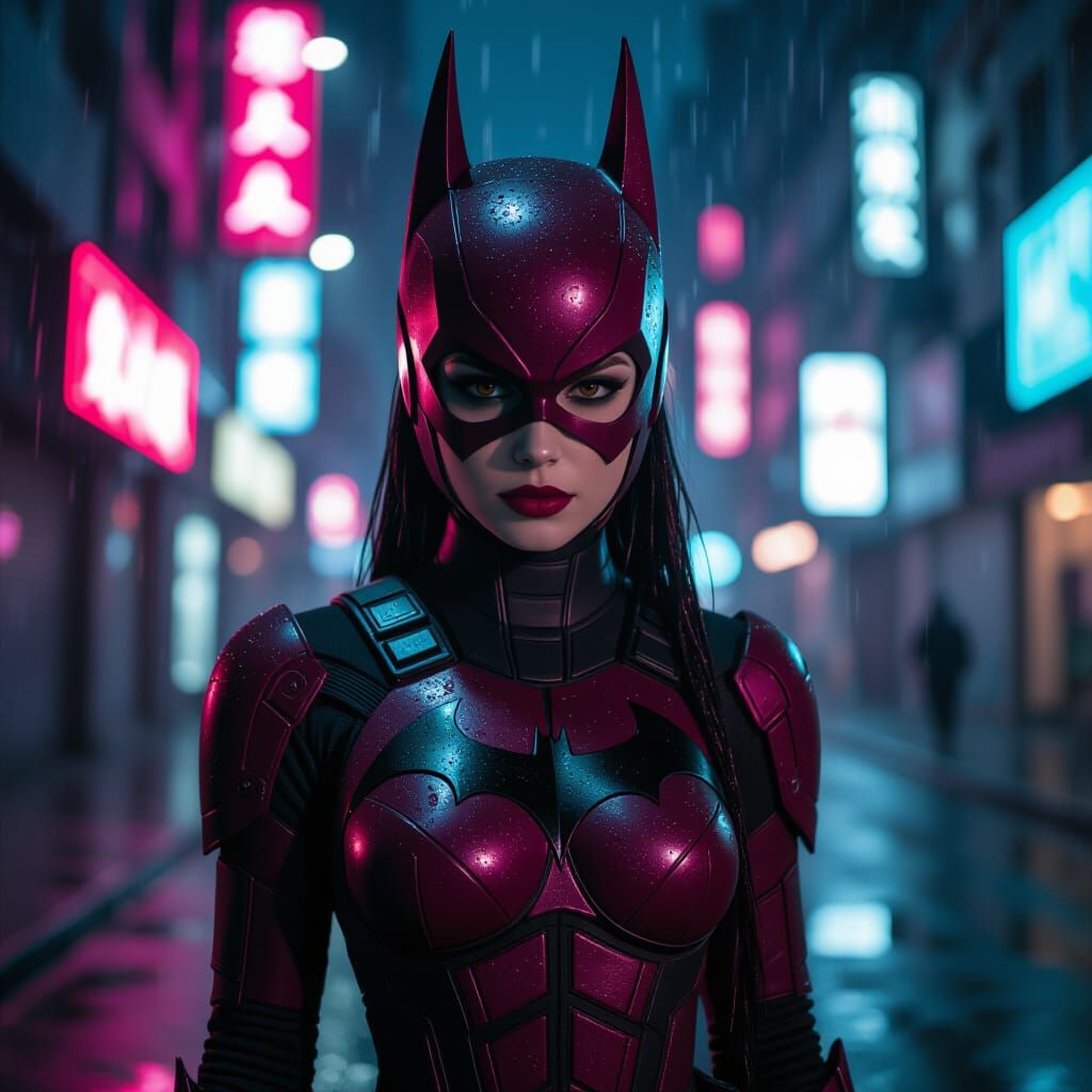 Female Vigilante in Futuristic City, 3D Rendered