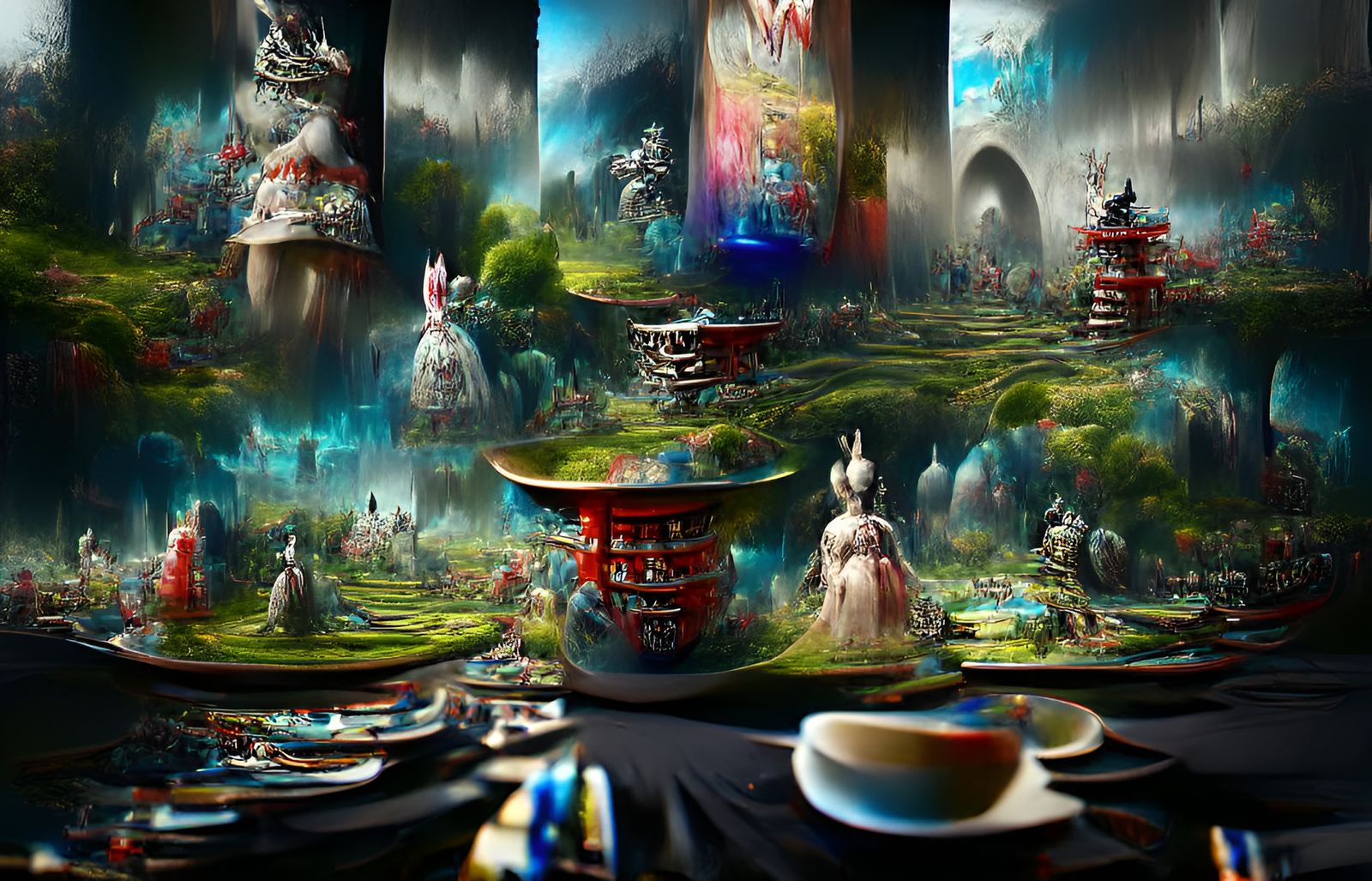 Alice in Wonderland Landscape by Jansson and Beksiński