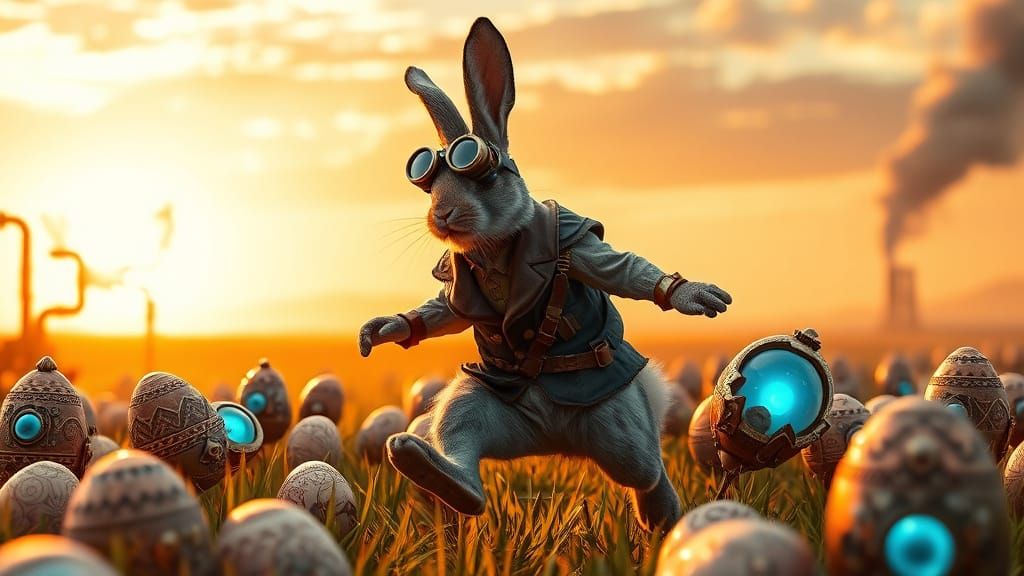 Cosmicpunk Easter Bunny Hops Through Steampunk Egg Field at ...