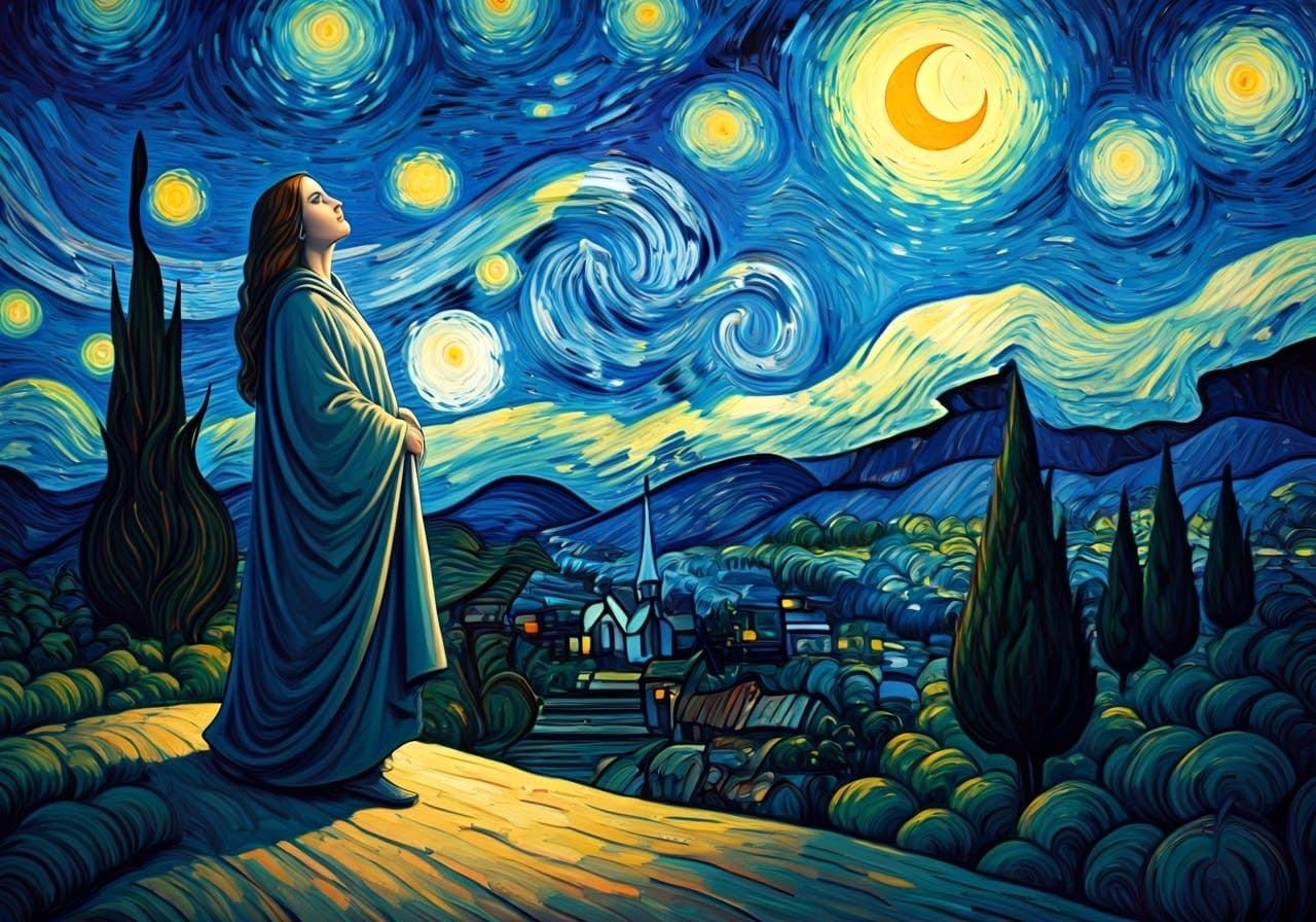 Whispering Celestial Dreams Under Moonlit Skies