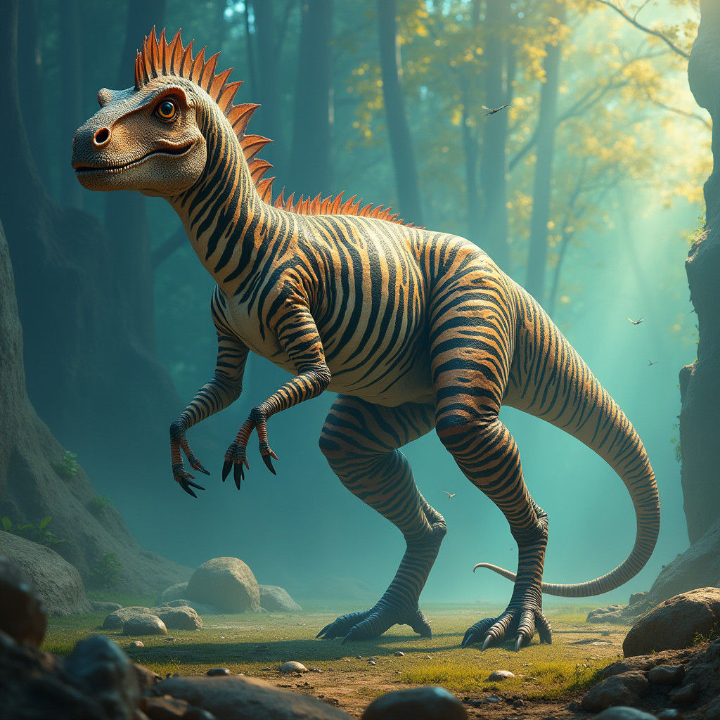 Zebra-Rex Hybrid in Fantasy Matte Painting Style