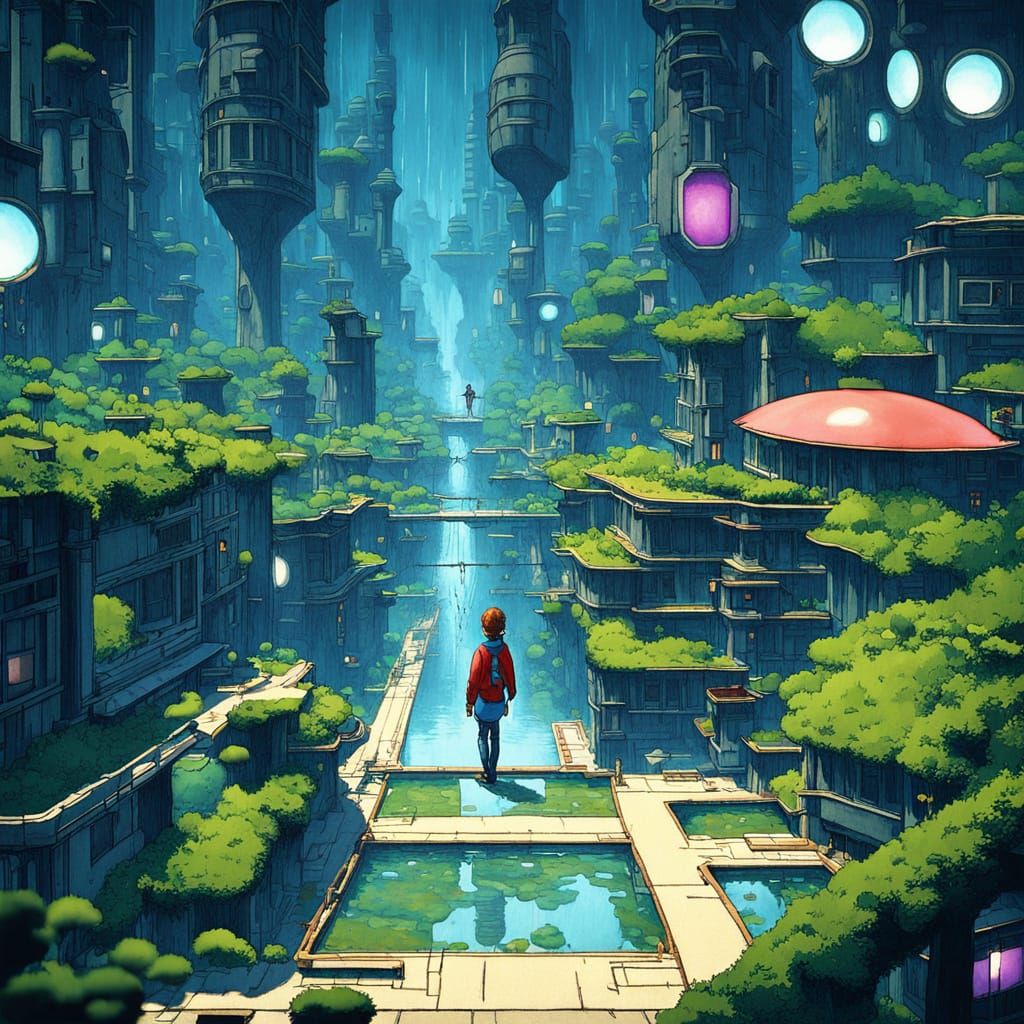 Futuristic Eco-City in Vibrant Anime Style