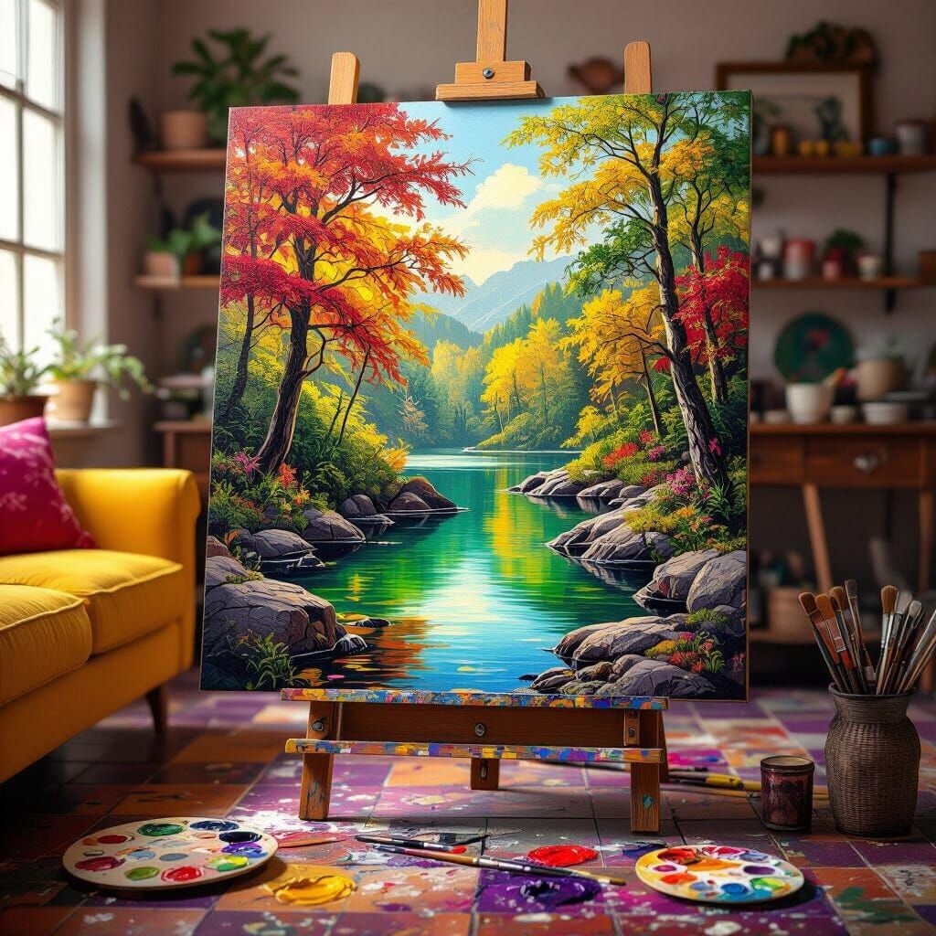 Beautiful landscape on canvas