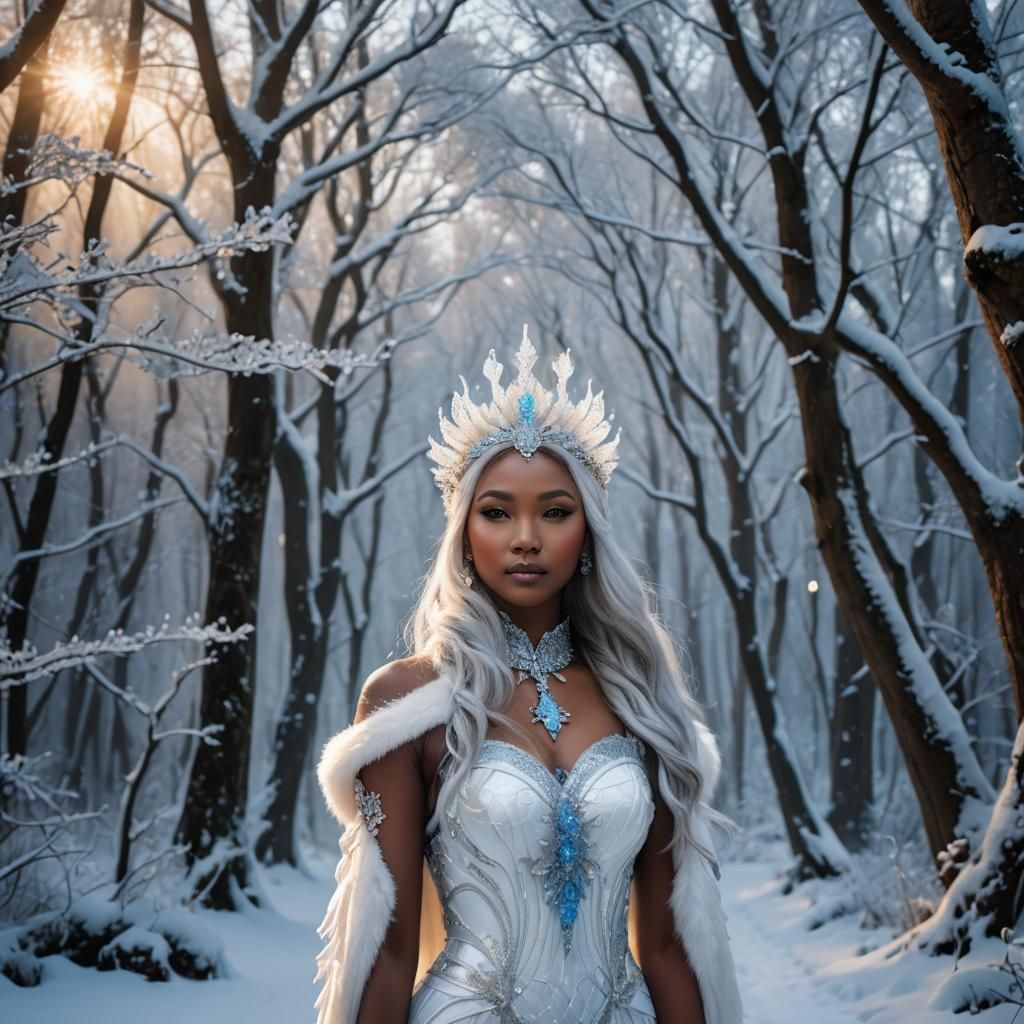 Snowy Forest Portrait in Dark Fantasy Style