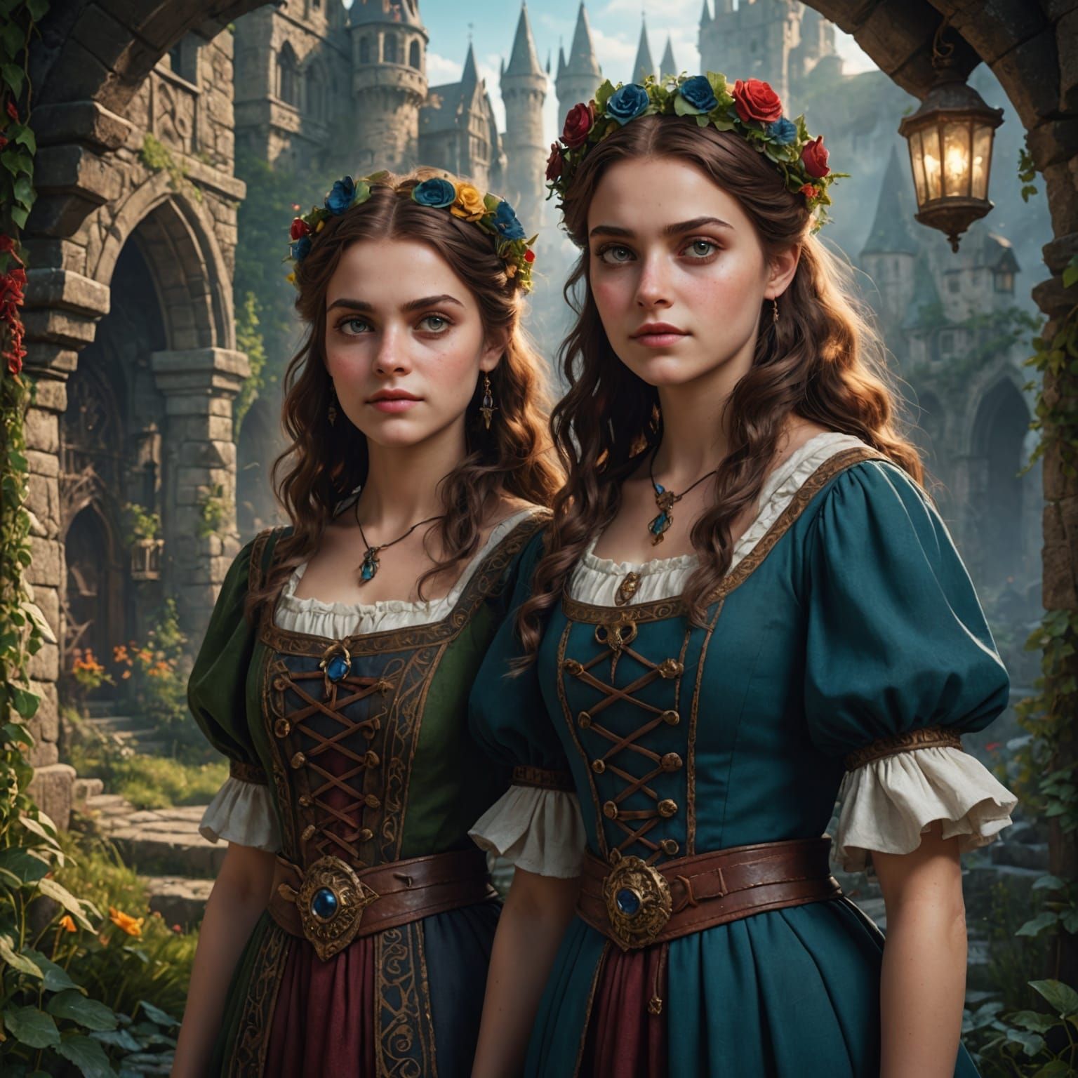Three Beautiful Girls with Unusual Eyes: Fairy Tale Art