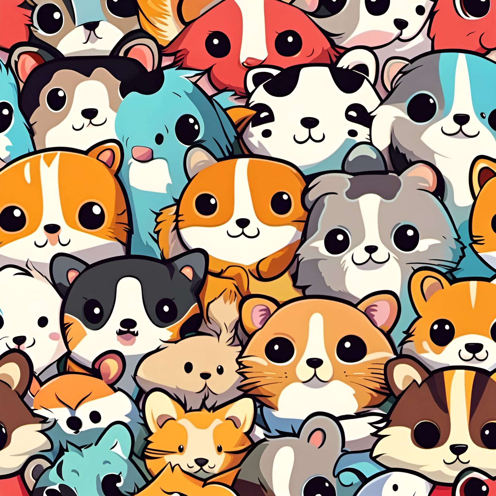 Adorable Chibi Animal Portrait in Cartoon Style