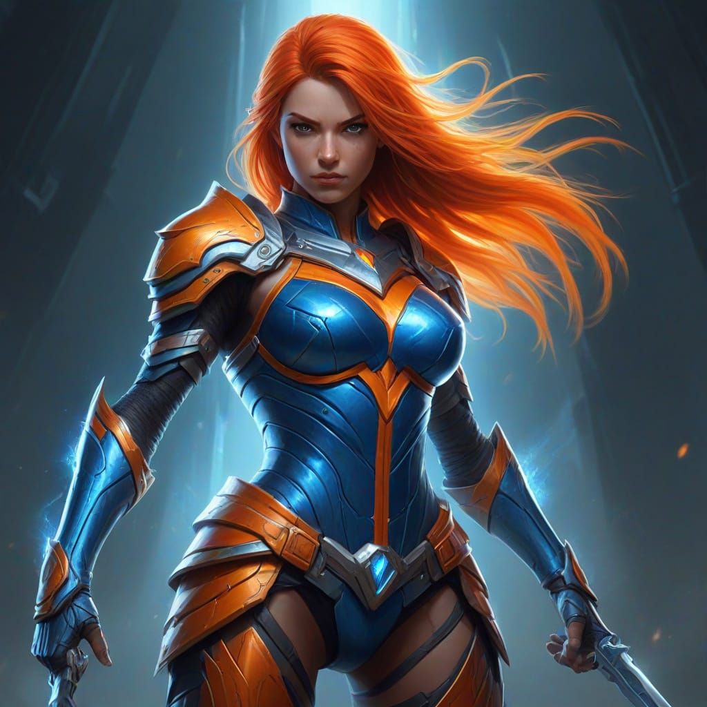 Badass Female Warrior in Glowing Crystalline Armor