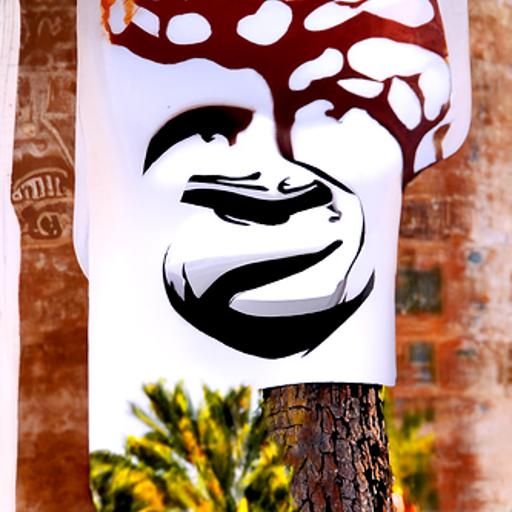 Tree with Smug Face in Poster Art Style