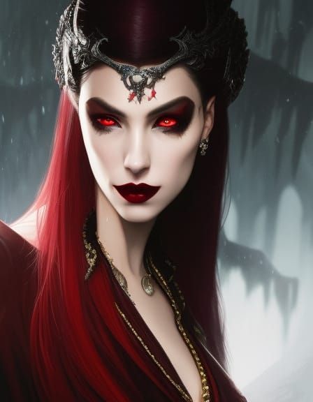 Vampire Baroness Portrait in Hyperdetailed Style