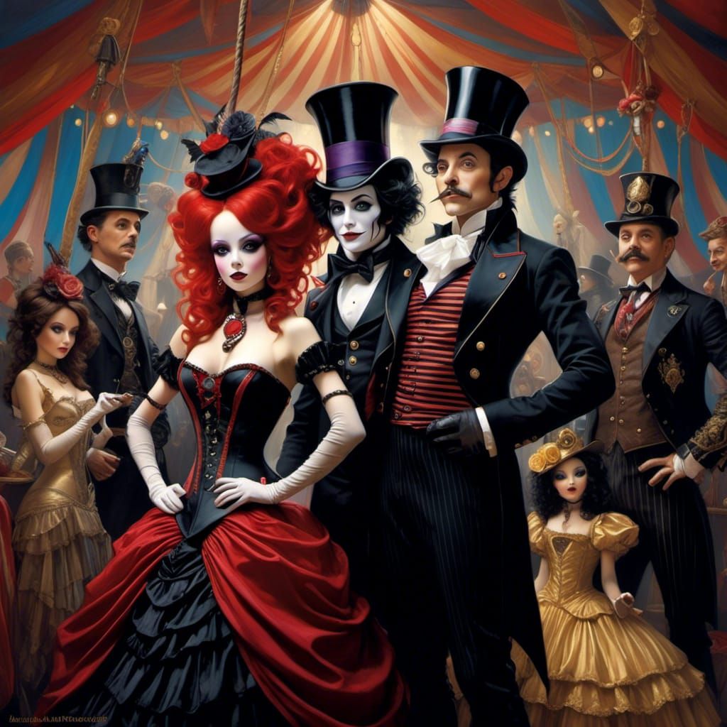 Creepy Circus Ringleader Portrait in Gothic Style