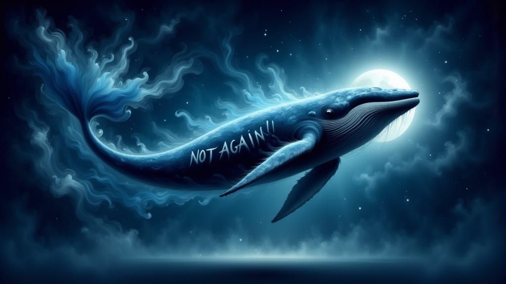 Whale Falls from Starry Sky in Surreal Digital Painting