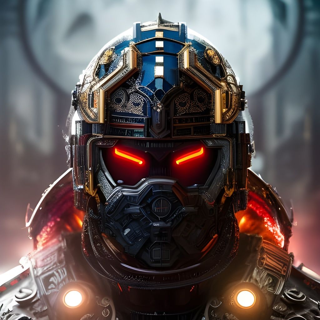 Heart-Shaped Humanoid in Ukiyo-e Mansion, Cyberpunk Art